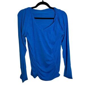 Zella Women's Blue Hooded Long Sleeve Athletic Top Size Medium Gym Work Out